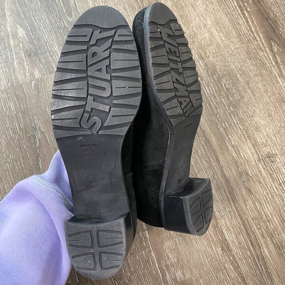 Stuart Weitzman Black Suede Buckle Ankle Bootie - Picture 8 of 9